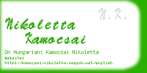 nikoletta kamocsai business card